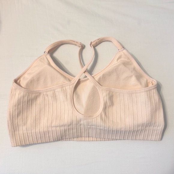 Light Pink/Tan Ribbed Racerback Sports Bra - Picture 2 of 3